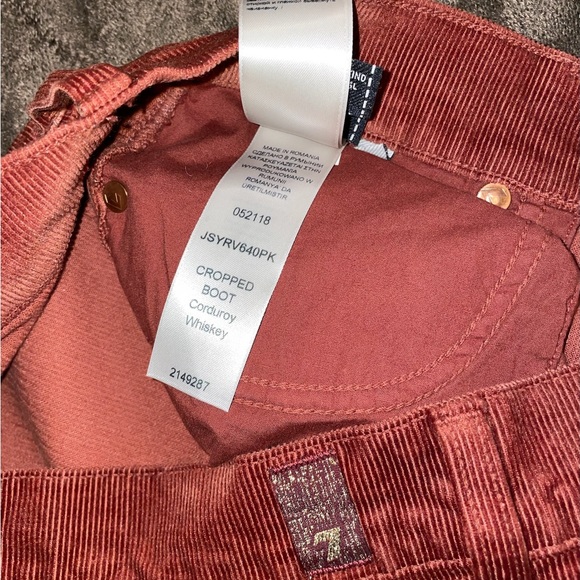 NWOT 7 For All Mankind Cropped Boot Corduroy Whiskey Auburn Pants Size 32 - Picture 9 of 10